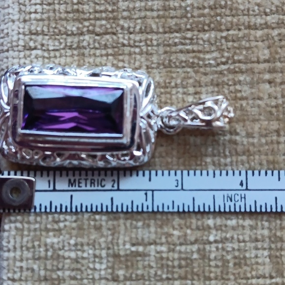 925 Silver Synthetic Amethyst Pendant - Picture 2 of 6